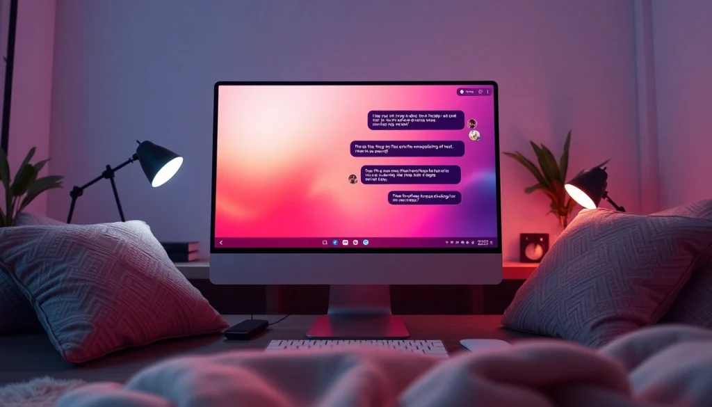 Engaging AI chat porn experience on a modern screen with intimate ambiance.